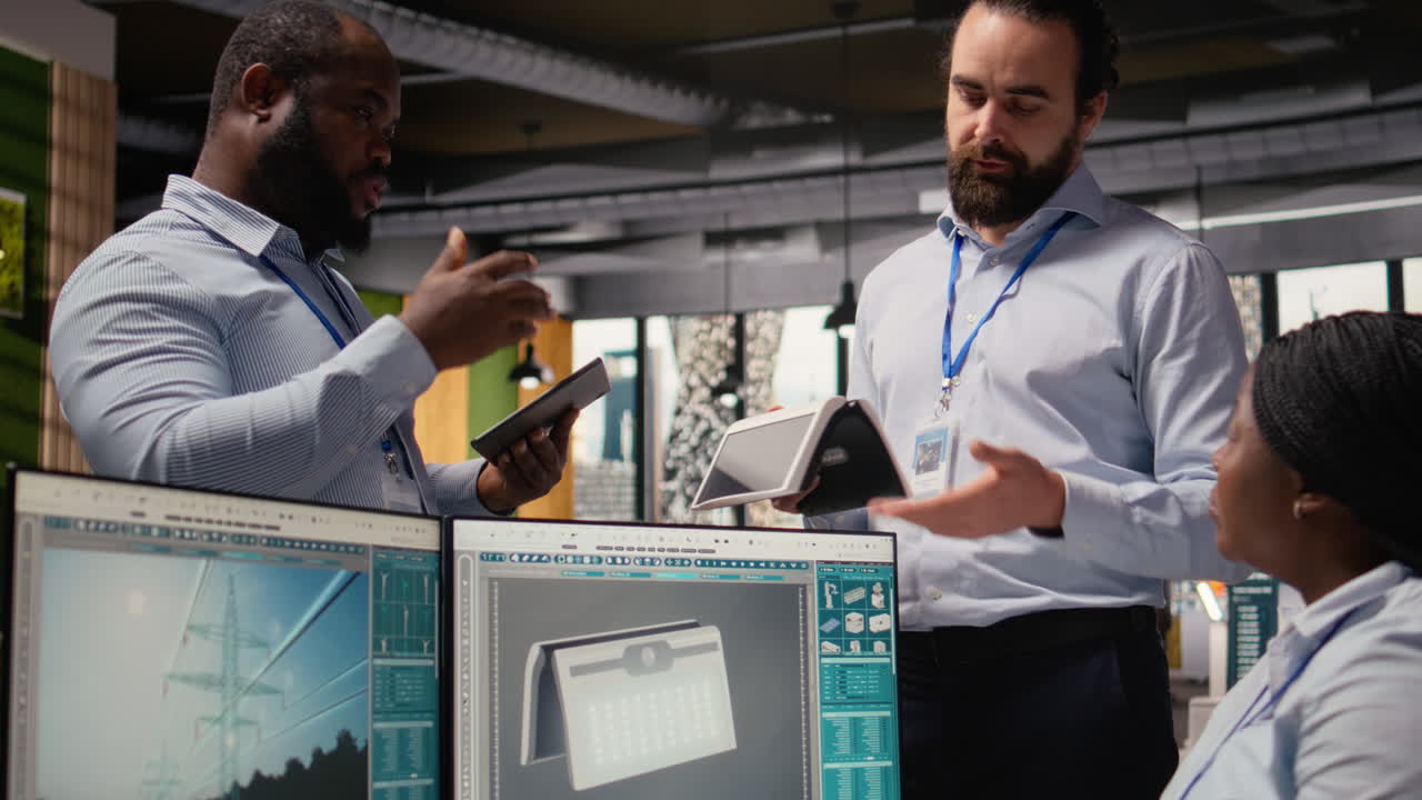 Engineering Team Doing Brainstorm, Evaluating Solar Cell Clean Energy Device