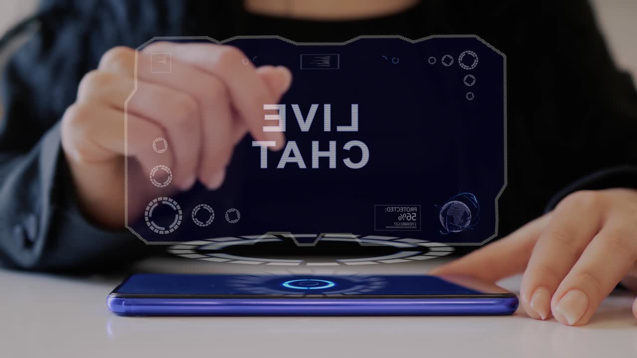 여성 손 상호 작용 홀로그램 라이브 채팅