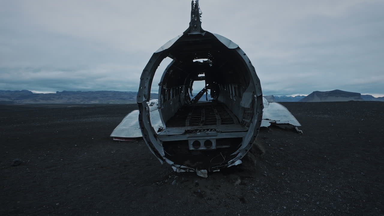 Abandoned Airplane Wreck on Iceland's Black Sand Beach