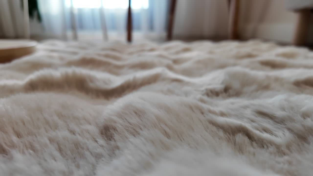 A fluffy rug on the floor