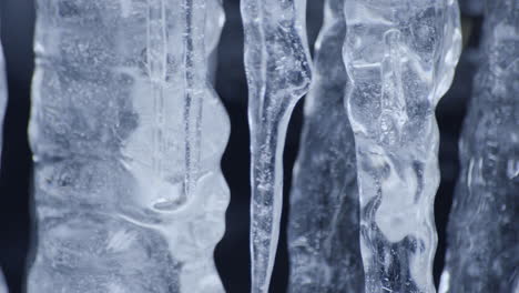 macro shot of icicles in a waterfall