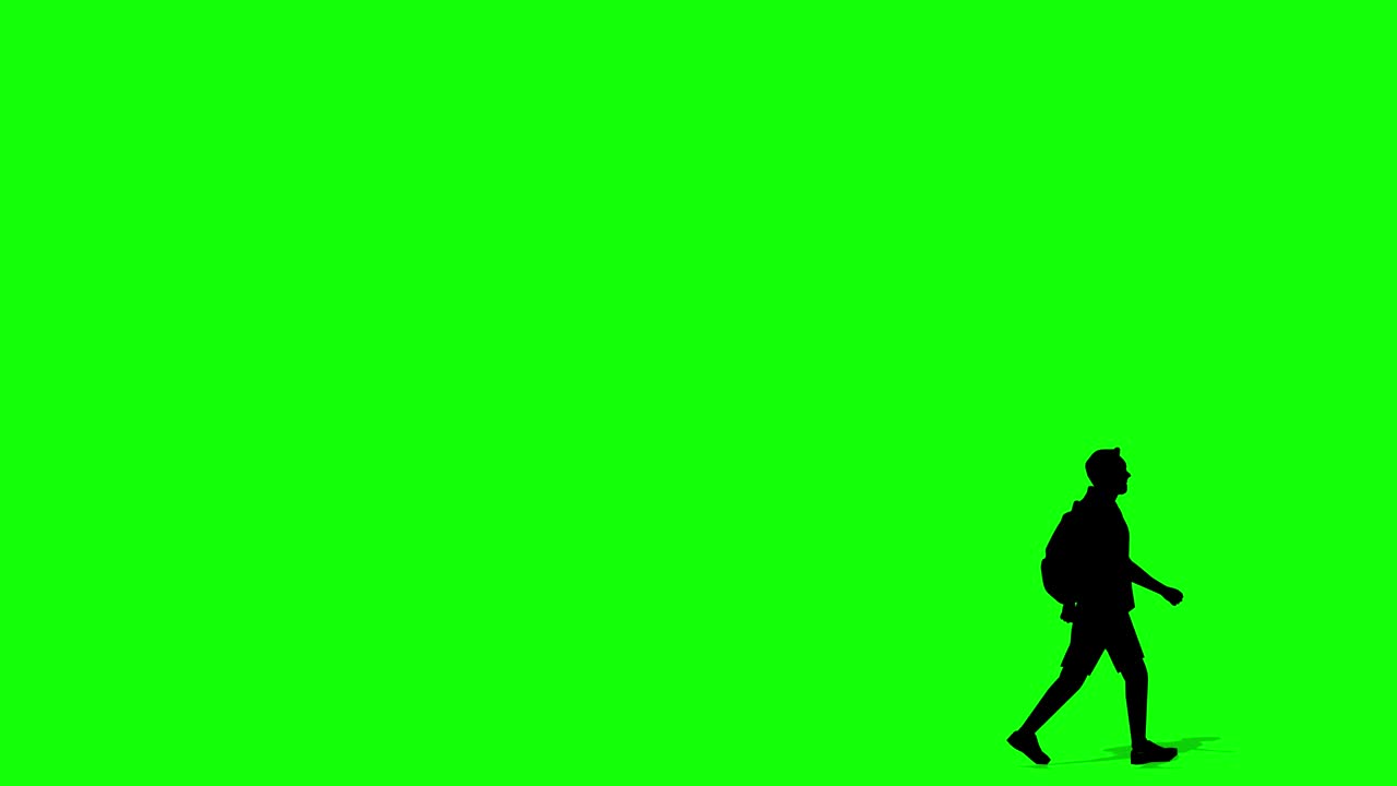 는 실루 남자 만화 애니메이션 루프 애니메이션 (4k 비디오) 초록색 배경은 배경 투명한 사용.