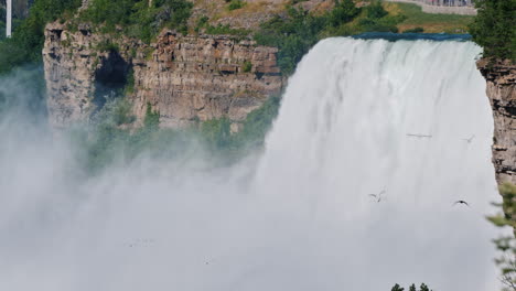 velo de novia cae en las cataratas del niágara la poderosa corriente de agua del río niágara se vierte en el