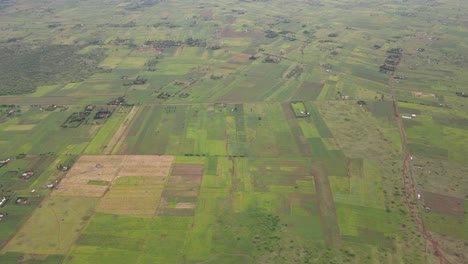 paisaje sereno de tierras de cultivo verdes en el sur de kenia, vista aérea