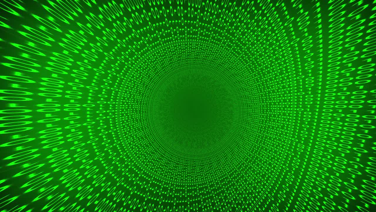 animación en bucle de un túnel de código binario. 4k