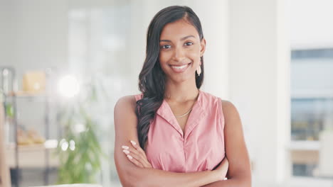 Happy,-smile-and-business-woman-in-office