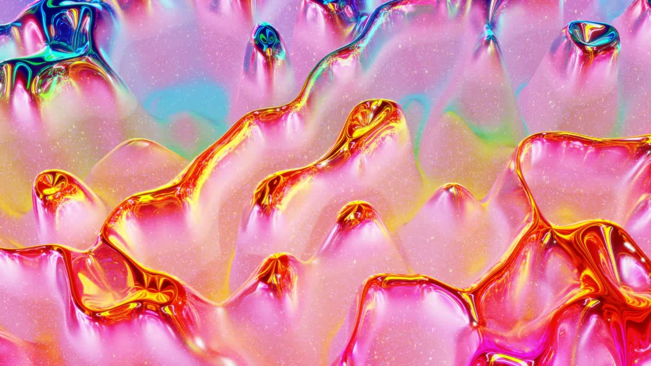 모양, 그라디언트 색상 및 흐름 파동이있는 액체의 아름다운 iridescent 파동 표면, 무지개 반이고 매트 액체, 부드러운 부드러운 애니메이션으로 창의적인 밝은 bg.