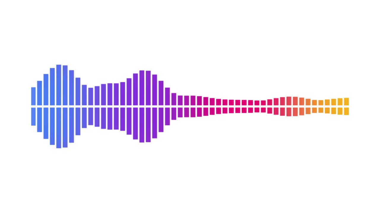 Audio waveform equalizer on white background loop animation footage. Music or sound wave footage.