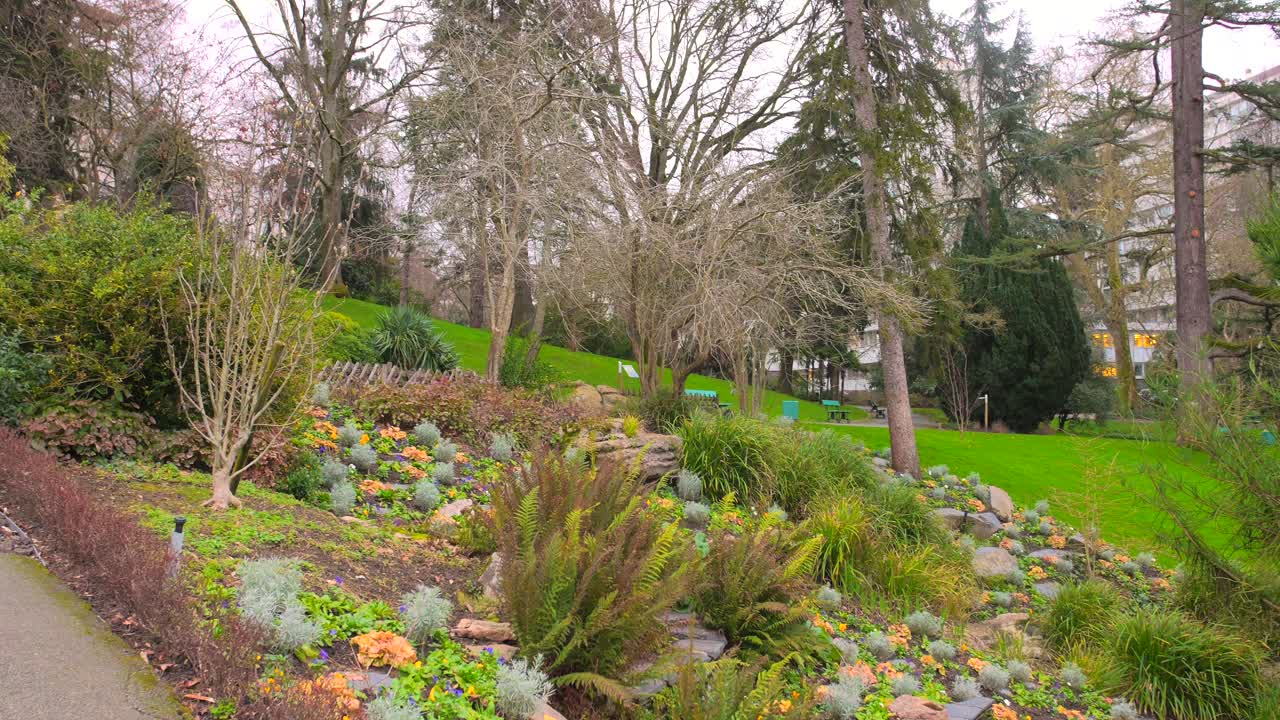 paisaje del parque botánico jardin des plantes d'angers en angrys, francia - amplio