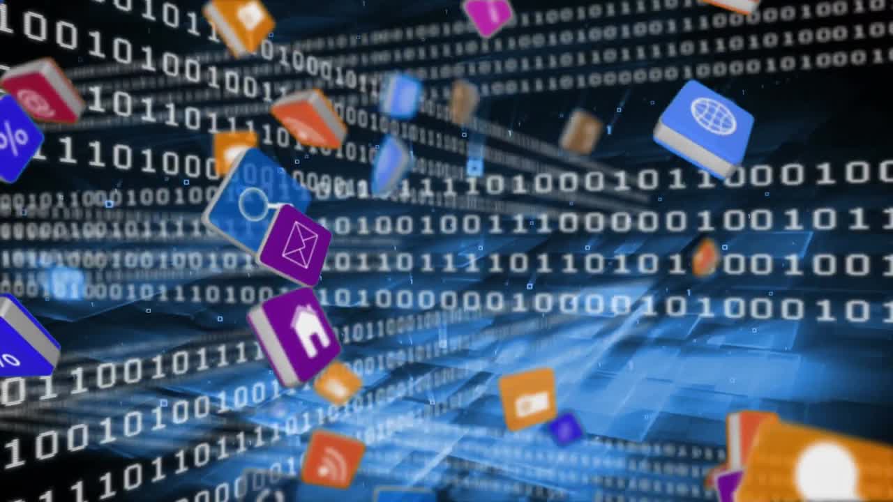 iconos de internet cayendo hacia abajo