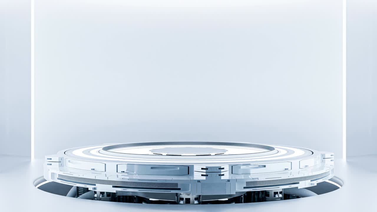 fondo tecnológico. podio de energía escenario vacío. concepto de idea de ciencia ficción. elementos tecnológicos fondo de innovación. animación bucle sin costuras.