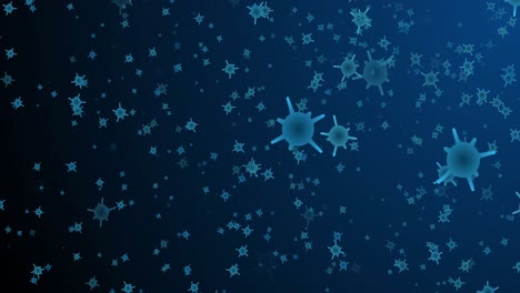 Animation-of-blue-cells-falling-on-navy-background