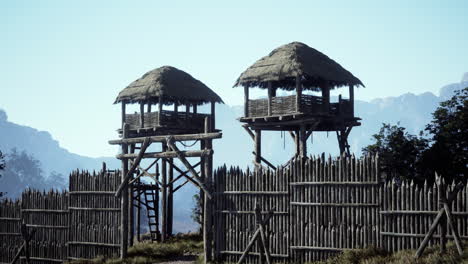 Medieval wooden gate of a knight&#039;s castle