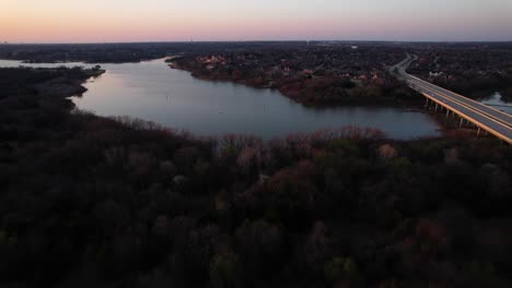 aerial footage of pilot knoll on lake lewisville in texas