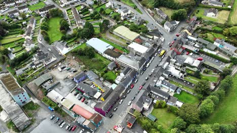 ireland epic locations kilmacthomas village co. waterford drone landscape view of the village in the middle of the waterford greenway cycling and walking route on old waterford dungarvan railway line