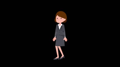 gray suit business women_walk