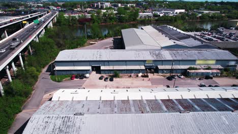 industrial warehouses in nashville tennessee next to highway 24 silliman evans bridge above lake