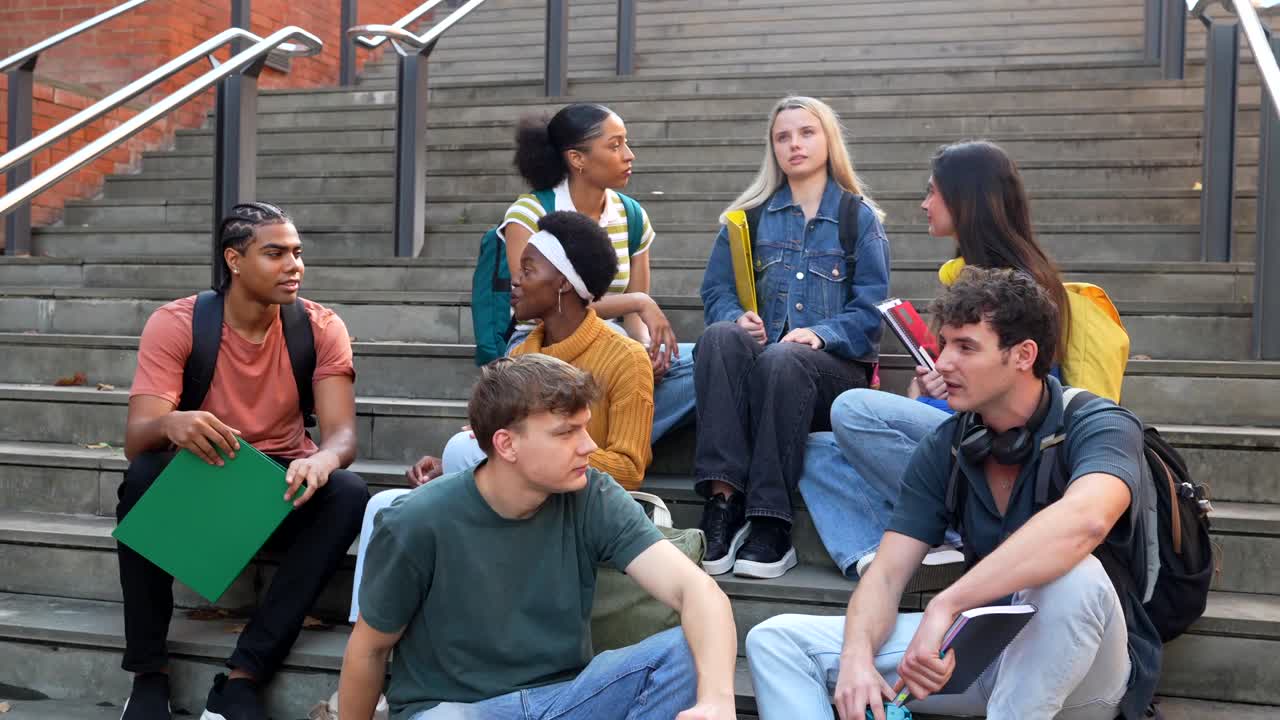 Group of College Students on Stairs