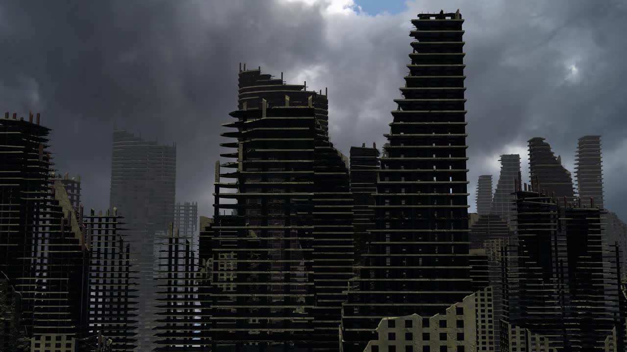 paisaje urbano en ruinas