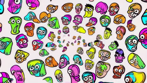 vibrant abstract cartoon heads pattern