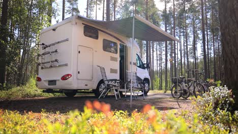 family vacation travel rv, holiday trip in motorhome, caravan car vacation.