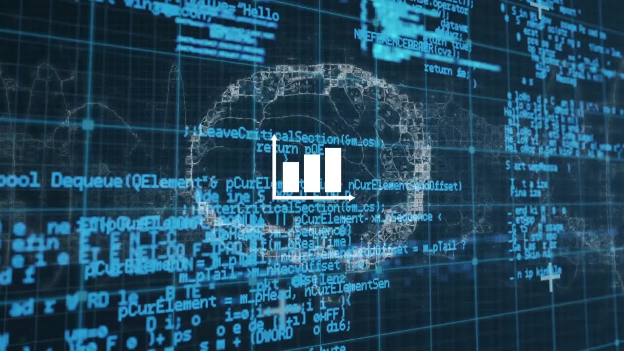 Animation of graph over digital brain and data processing