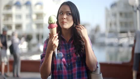 girl eating cone ice cream