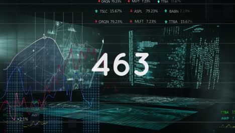 animation of numbers and data processing on black background