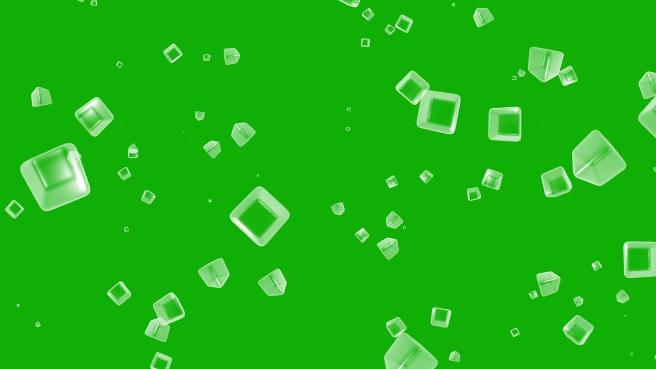 녹색 화면 배경으로 투명한 큐브 모션 그래픽