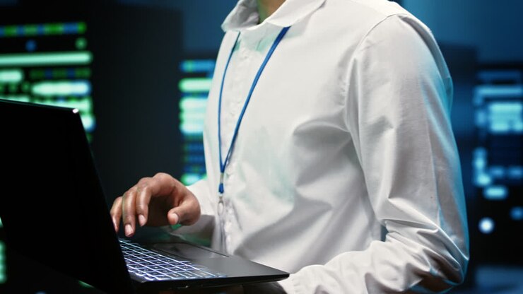 Technician repairing server network
