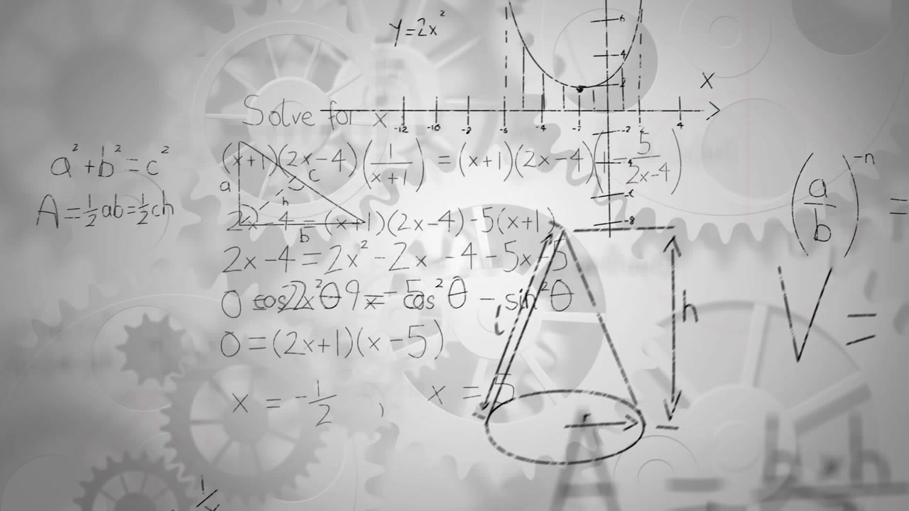 Animation of mathematical equations and numbers on pink background