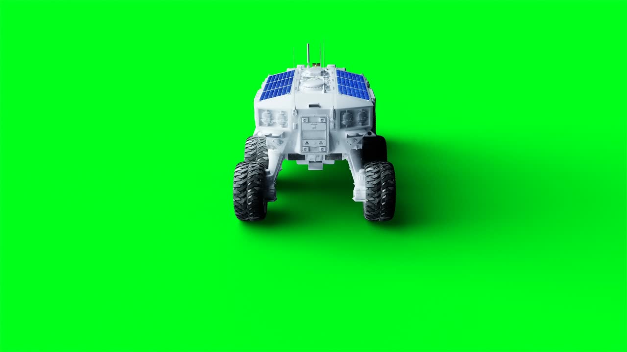 로버는 녹색 스크린에서 고립됩니다. 현실적인 4k 애니메이션.