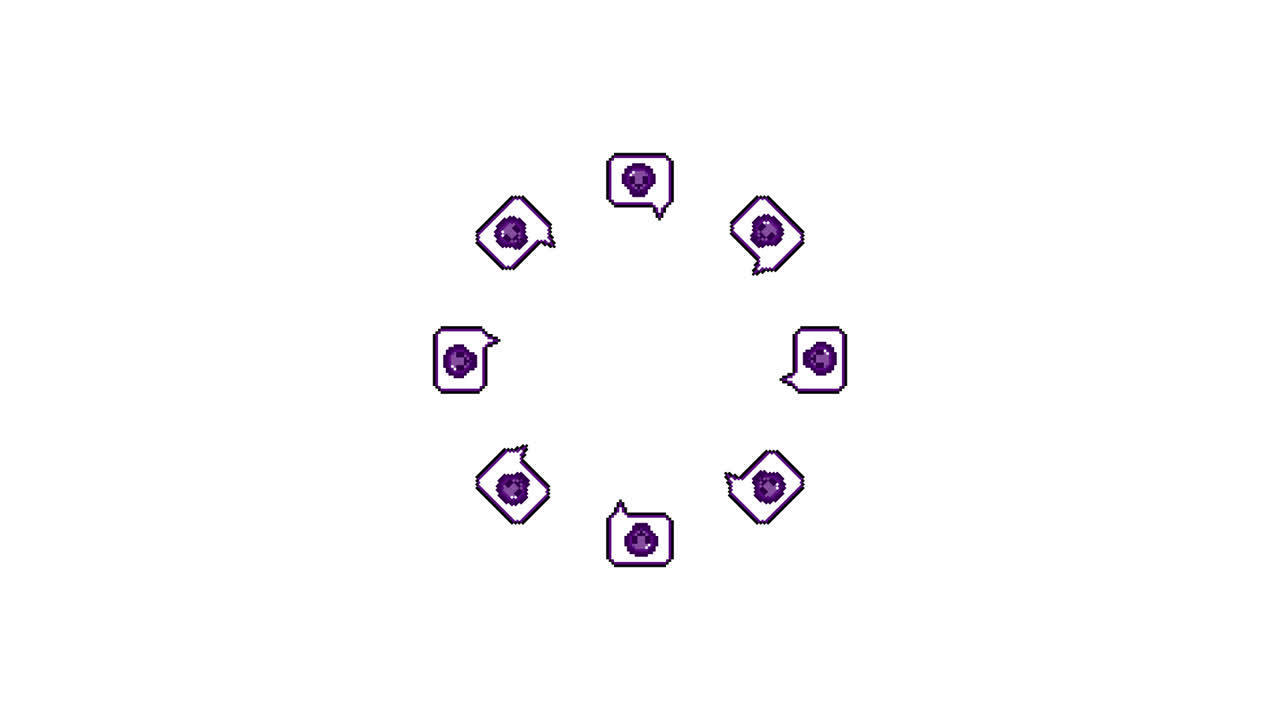 Pixel Art Speech bubble SKull Spinning Circle Animated Overlay Transparent 30fps (7)