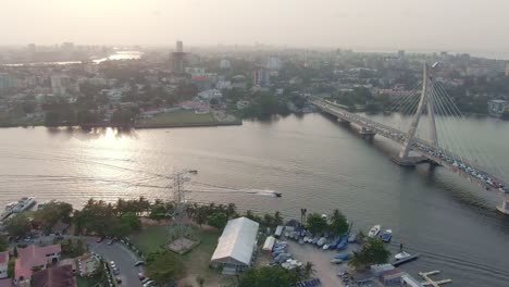 aerial lekki bridge lagos, nigeria, africa