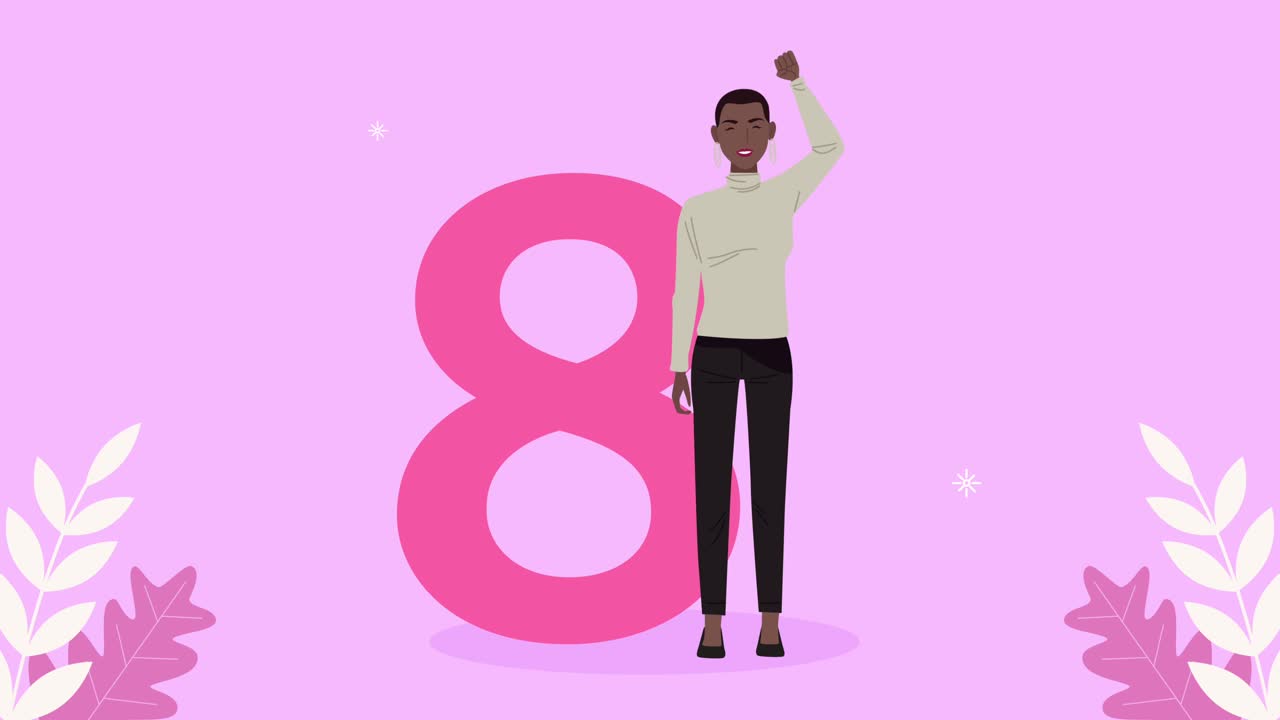 feliz día de la mujer número ocho con la mujer afro