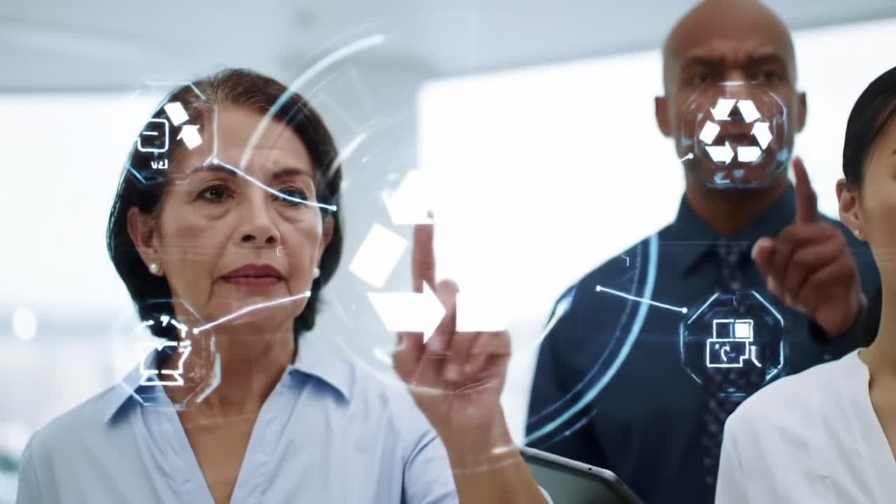 A Diverse Team Collaborates on Innovative Solutions, Analyzing Data and Technologies to Promote Sustainability and Environmental Awareness in a Modern Workspace