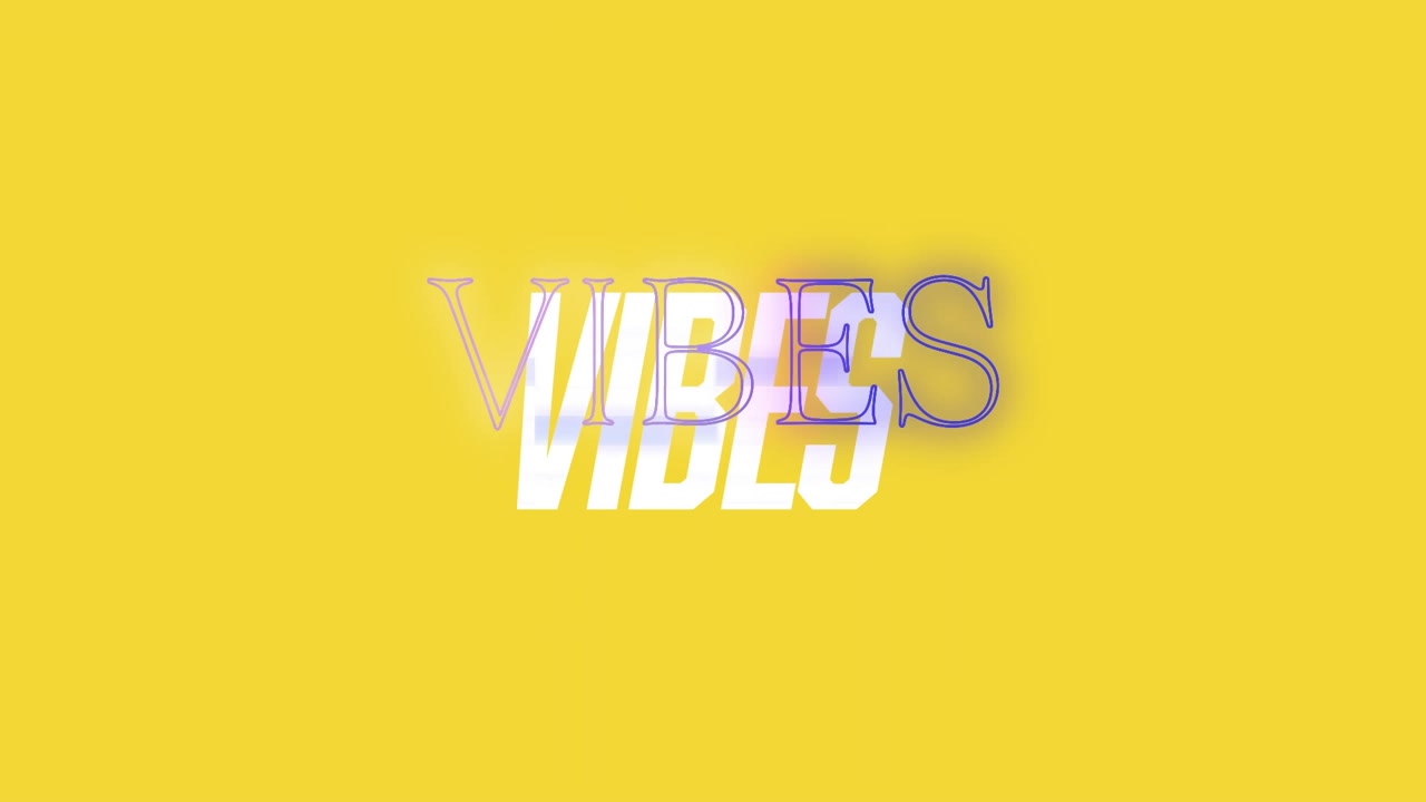 Animation of vibes texts with glitch technique over yellow background