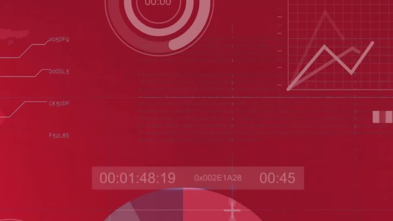 Animation of statistical data processing against red background