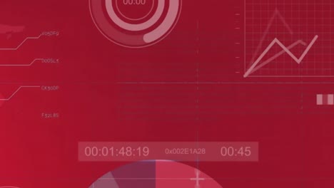 animación del procesamiento de datos estadísticos contra un fondo rojo