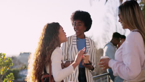 Friends,-women-students-and-coffee-outdoor