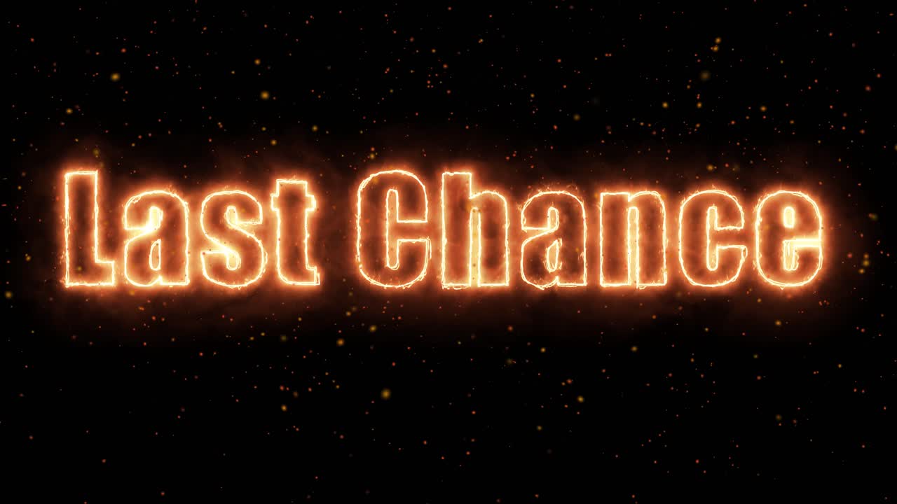 Orange glowing text appears on black background with subtle smoke and floating ember particles