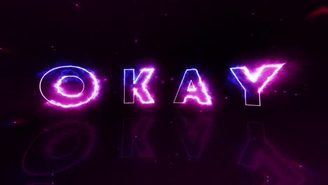 neon sign with the word okay glowing in purple and blue