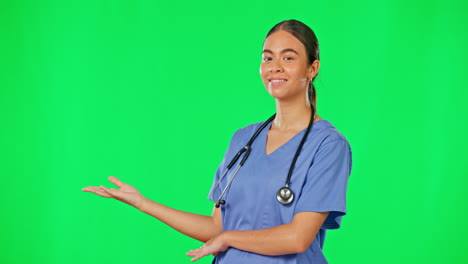 atención médica, pantalla verde y mujer médico