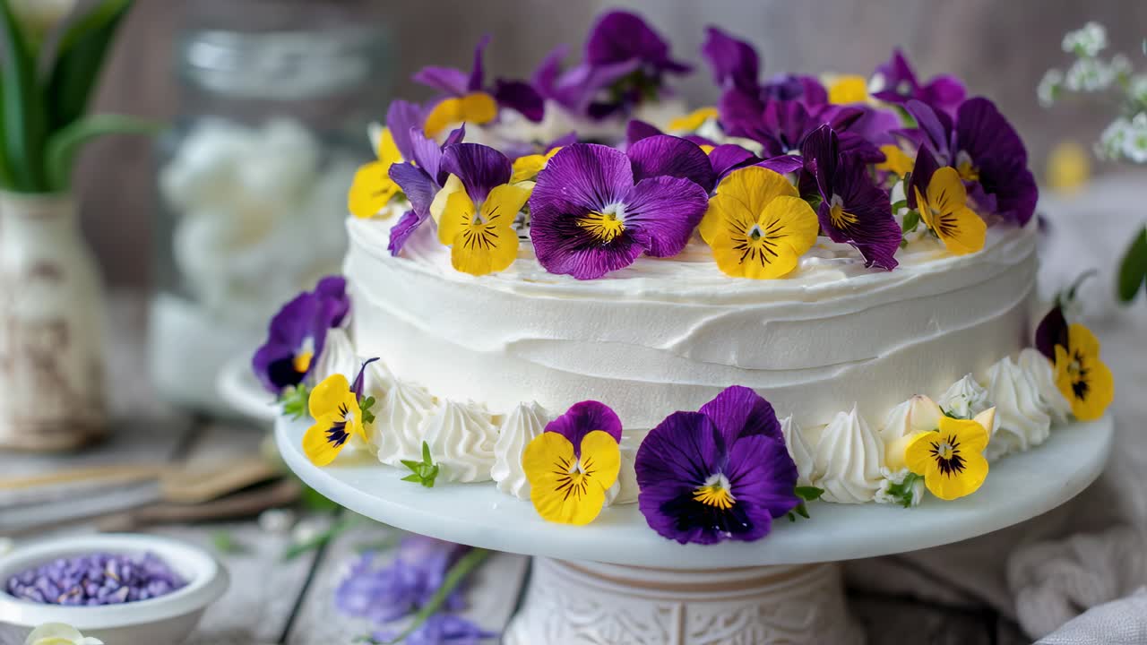Pansies Decorated Cake