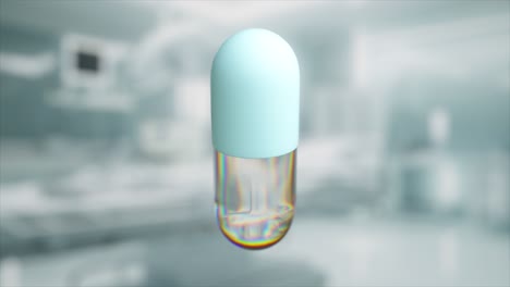 floating light blue capsule