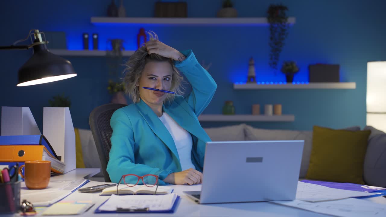Home office worker woman funny and entertaining.
