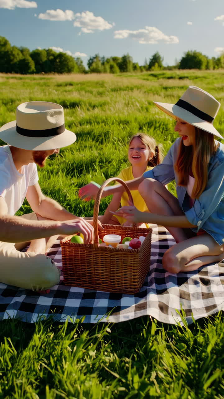 공원에서 행복한 가족 피크닉