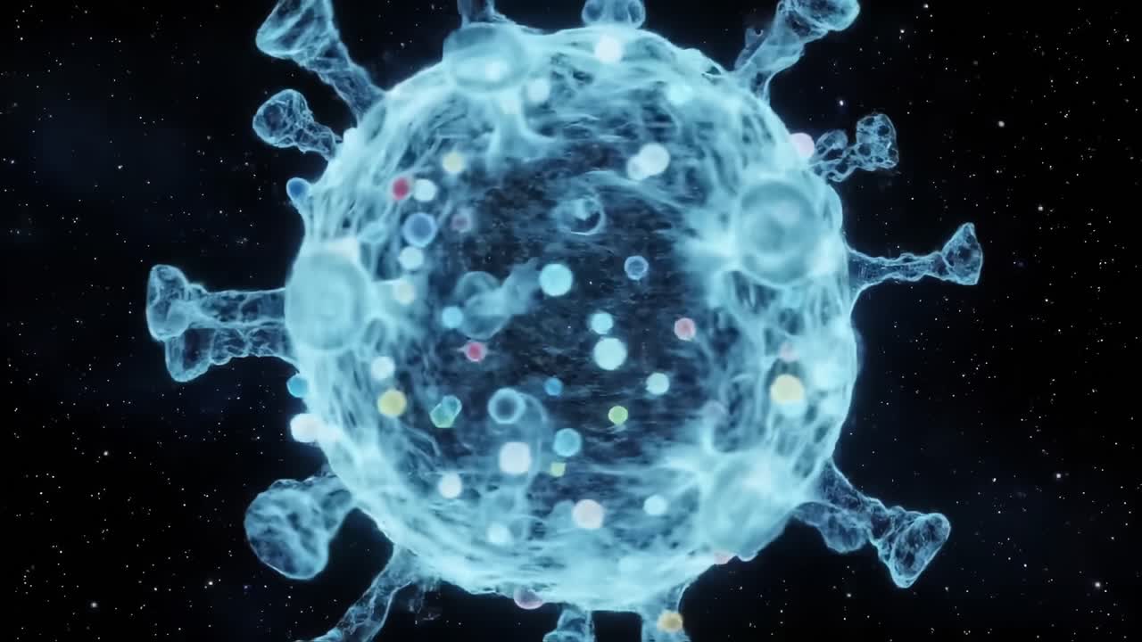 3D Visualization of a Virus Structure: An Intricate Look at Viral Composition and Particle Formation Under a Microscopic Lens