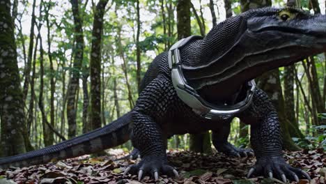 cybernetic lizard in the forest