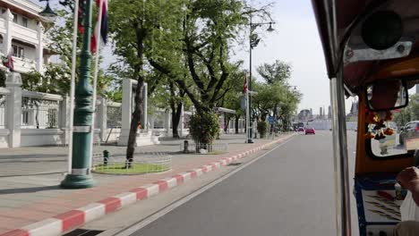 un viaje panorámico por una calle de la ciudad bordeada de árboles